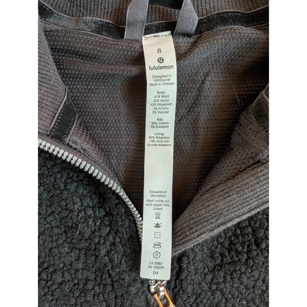 Lululemon Womens Stand Out Sherpa Black Quarter Zip Long Sleeve Jacket Sz 8 - Picture 4 of 13
